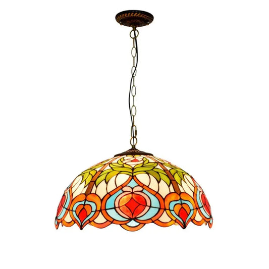 20inch Stained Glass Kitchen Pendant Lighting Red Peaches Lampshade Tiffany Hanging Lamp - CTL