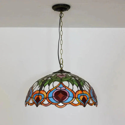 20inch Stained Glass Kitchen Pendant Lighting Red Peaches Lampshade Tiffany Hanging Lamp - CTL