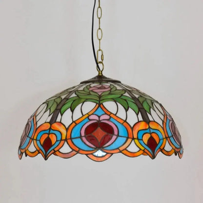 20inch Stained Glass Kitchen Pendant Lighting Red Peaches Lampshade Tiffany Hanging Lamp - CTL
