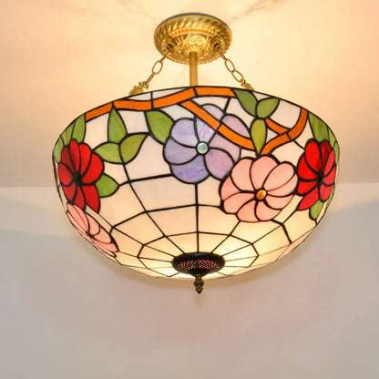 20inch 50cm Stained Glass Morning Glory Lampshade Vintage Tiffany Style Chandelier - CTL