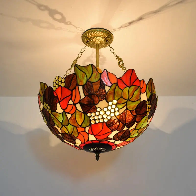 20inch Tiffany Hanging Lamp Stained Glass Portuguese Pendant Light - CTL