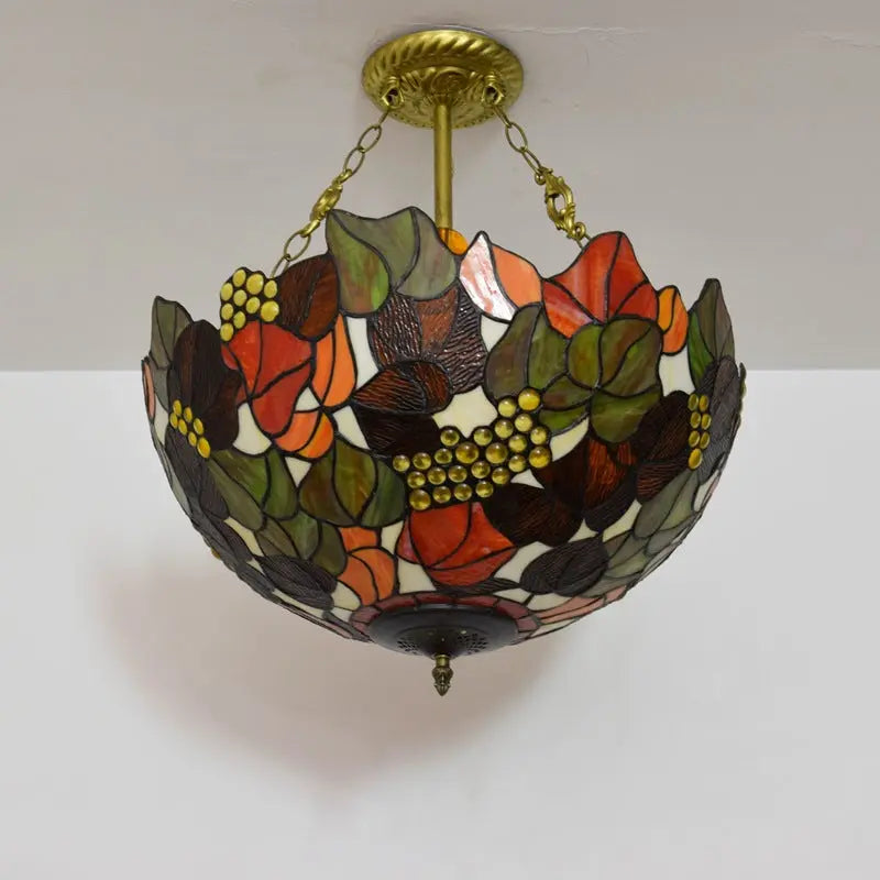 20inch Tiffany Hanging Lamp Stained Glass Portuguese Pendant Light - CTL