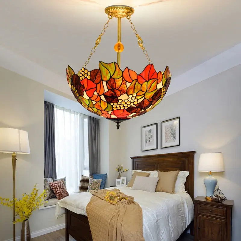 20inch Tiffany Hanging Lamp Stained Glass Portuguese Pendant Light - CTL