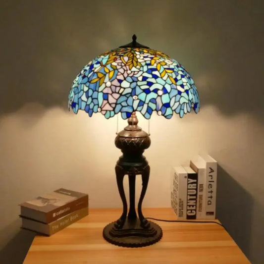 20inch Luxury Tiffany Wisteria Lamp Stained Glass Floral Lampshade Desk Lamps - CTL