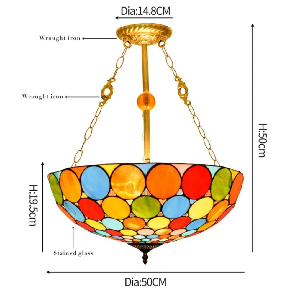 20inch Stained Glass Bohemian Lampshade Chandelier Tiffany Type Lamps for Sale - CTL