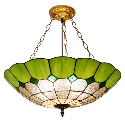 20inch Stained Glass Anti-chandelier Green Lampshade Tiffany Style Chandelier - CTL