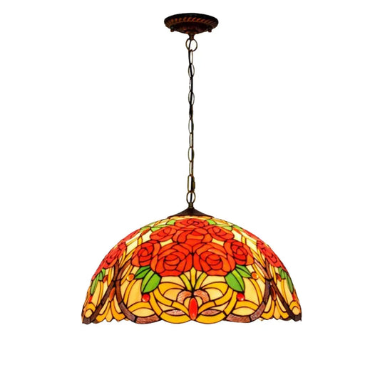 20inch Stained Glass Rose Lampshade Red Tiffany Lamp Pendant Light - CTL