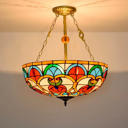 20inch Vintage Bead Stained Glass Lampshade Tiffany Hanging Lamp - CTL