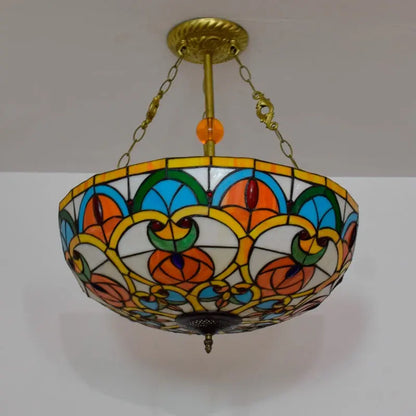 20inch Vintage Bead Stained Glass Lampshade Tiffany Hanging Lamp - CTL