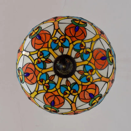 20inch Vintage Bead Stained Glass Lampshade Tiffany Hanging Lamp - CTL