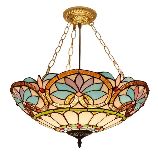 20inch Vintage Tiffany Style Chandelier Stained Glass Baroque Tiffany Anti-chandelier - CTL
