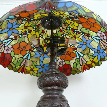 24inch 60cm Luxury Stained Glass Long Bead Rose Lampshade Bar Bedroom Bedside Vintage Tiffany Desk Lamp - CTL