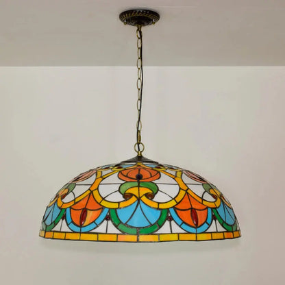 24inch 60cm Tiffany Style Hanging Light Fixtures Stained Glass Lampshade Pendant Lamps - CTL