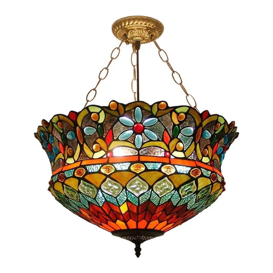 48cm Large Stained Glass Beads Lampshade Tiffany Style Chandelier - CTL