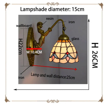 6inch Small Wall Sconce Light Stained Glass Orchid Lampshade Tiffany Wall Lamp - CTL