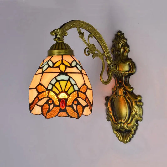 6inch 15cm Small Stained Glass Baroque Lampshade Tiffany Wall Sconce - CTL