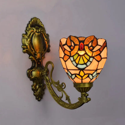 6inch 15cm Small Stained Glass Baroque Lampshade Tiffany Wall Sconce - CTL