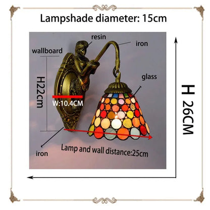 6inch Stained Glass Bohemia Spot Lampshade Tiffany Wall Sconce - CTL