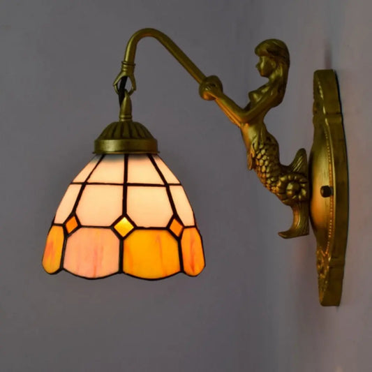 6inch Stained Glass Orange Lampshade Small Tiffany Wall Sconce - CTL