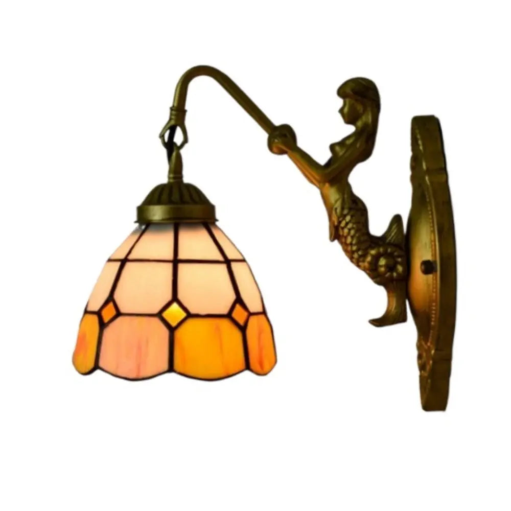 6inch Stained Glass Orange Lampshade Small Tiffany Wall Sconce - CTL