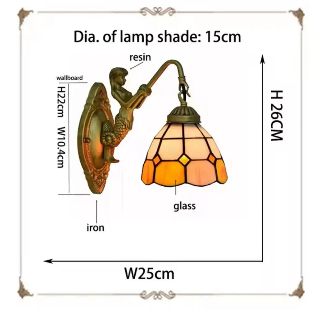 6inch Stained Glass Orange Lampshade Small Tiffany Wall Sconce - CTL