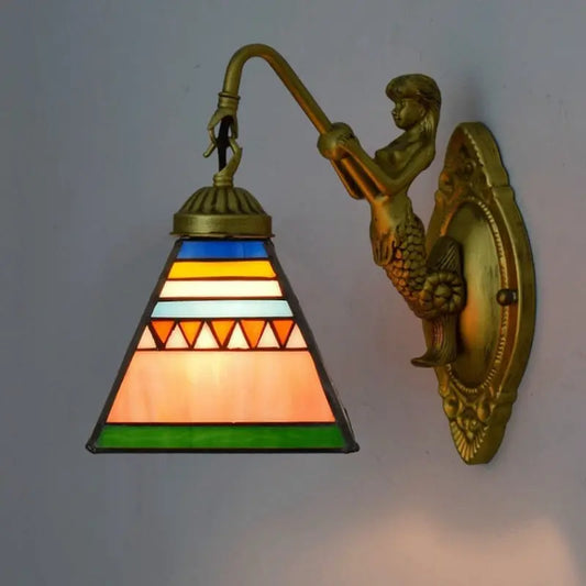 6inch Stained Glass Square Lampshade Tiffany Wall Sconce - CTL