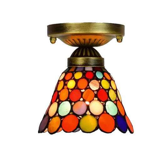 6inch Tiffany Glass Ceiling Light Stained Glass Bohemia Art Mini Lamp - CTL