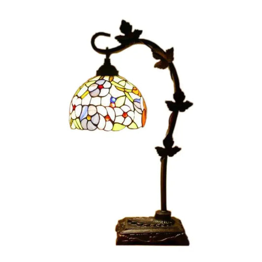 8Inch 20cm Stained Glass Flower Floral Lampshade Handmade Vintage Desk Lamp - CTL