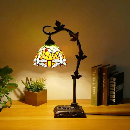 8Inch 20cm Stained Glass Flower Floral Lampshade Handmade Vintage Desk Lamp - CTL