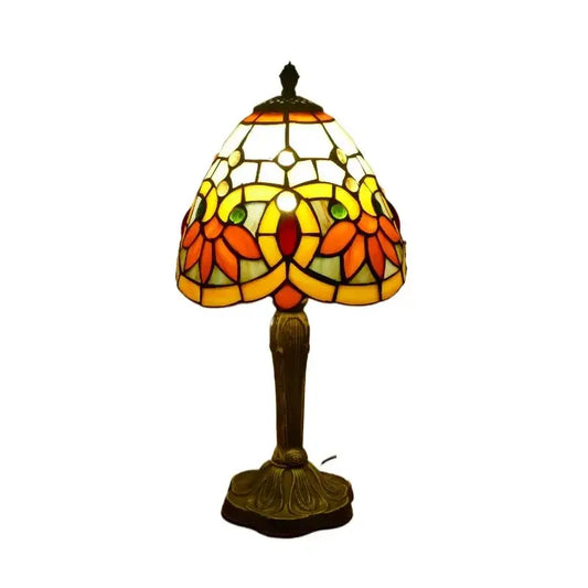 8inch 20cm Accent Small Stained Glass Lotus Floral Lampshade Tiffany Table Lamp - CTL