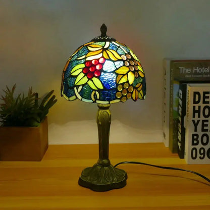 8inch 20cm Accent Small Stained Glass Lotus Floral Lampshade Tiffany Table Lamp - CTL