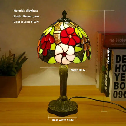 8inch 20cm Accent Small Stained Glass Lotus Floral Lampshade Tiffany Table Lamp - CTL