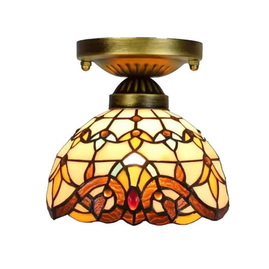 8inch Ceiling Tiffany Lamps Stained Glass Baroque Small Light - CTL