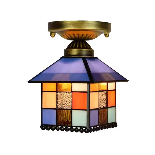 8inch Tiffany Glass Ceiling Light Little House Small Ceiling Lamp - CTL