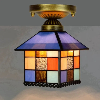 8inch Tiffany Glass Ceiling Light Little House Small Ceiling Lamp - CTL
