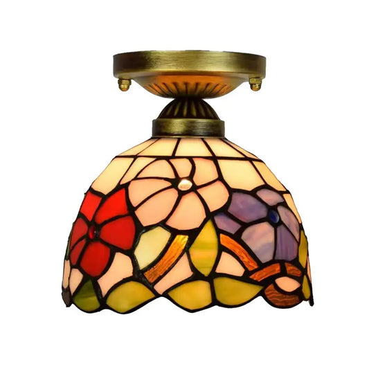 8inch Tiffany Glass Ceiling Light Stained Glass Morning Glory Small Lamp - CTL
