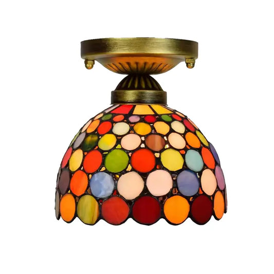 8inch Stained Glass Bohemia Lampshade Small Tiffany Glass Ceiling Light - CTL