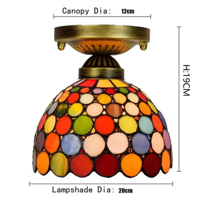 8inch Stained Glass Bohemia Lampshade Small Tiffany Glass Ceiling Light - CTL