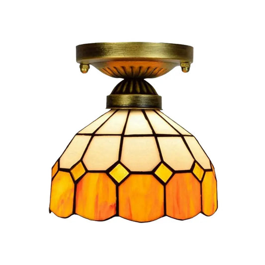 8inch Tiffany Glass Ceiling Light Stained Glass Orange Small Ceiling Lamp - CTL