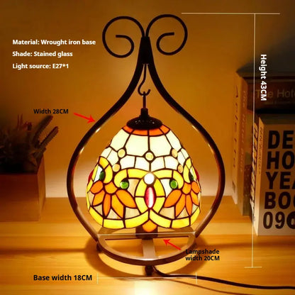 8inch 20cm Handmade Stained Glass Heart-shaped Art Pastoral Lampshade Tiffany Table Lamps - CTL