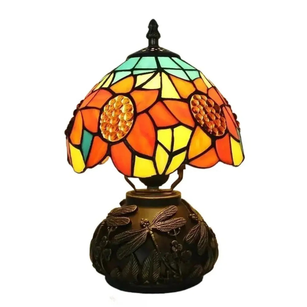 8inch 20cm Retro Stained Glass Sunflower Lampshade Tiffany Table Lamp