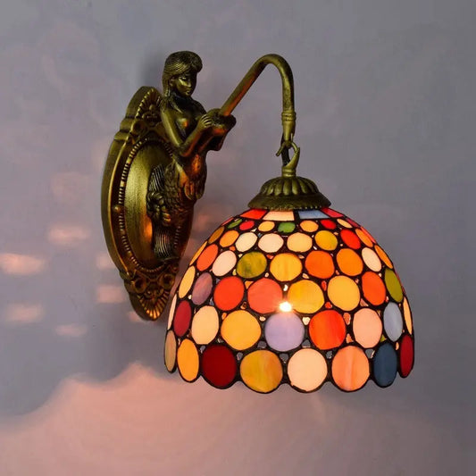 8inch Small Stained Glass Bohemia Spot Lampshade Tiffany Style Outdoor Wall Lights - CTL
