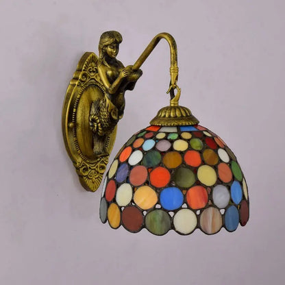 8inch Small Stained Glass Bohemia Spot Lampshade Tiffany Style Outdoor Wall Lights - CTL