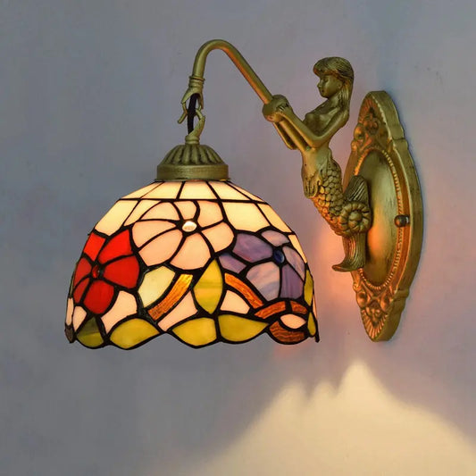 8inch Small Stained Glass Flower Lampshade Tiffany Wall Sconce - CTL