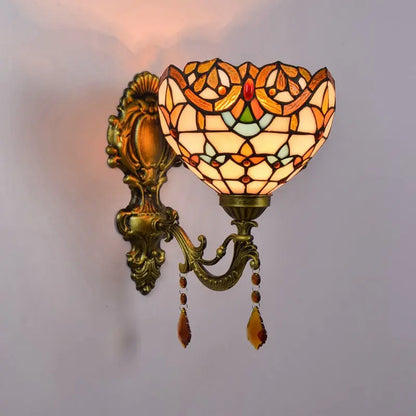 8inch Small Sconce Stained Glass Baroque Lampshade Tiffany Wall Lamp - CTL