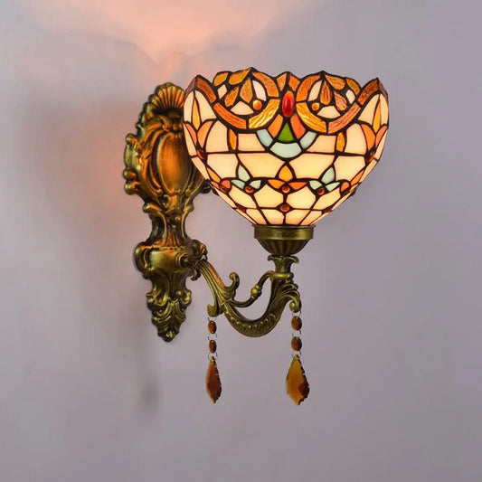8inch Small Sconce Stained Glass Baroque Lampshade Tiffany Wall Lamp - CTL
