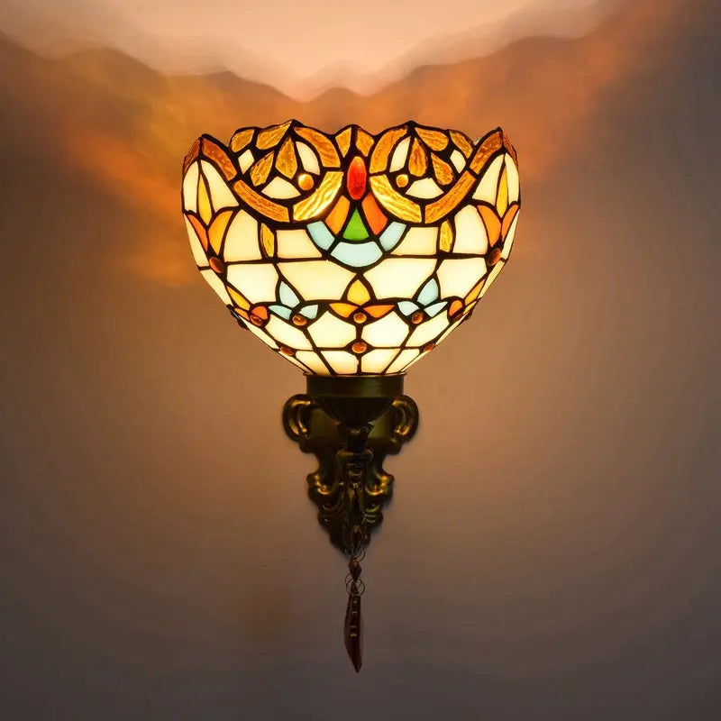 8inch Small Sconce Stained Glass Baroque Lampshade Tiffany Wall Lamp - CTL