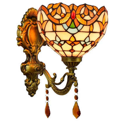 8inch Small Sconce Stained Glass Baroque Lampshade Tiffany Wall Lamp - CTL