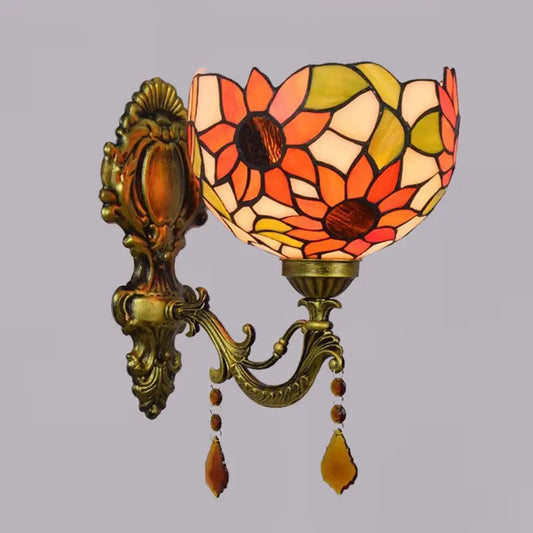 Tiffany Lights Small Stained Glass Sunflower Lampshade Wall Sconce - CTL