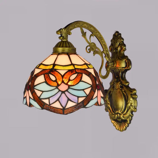 8inch Small Stained Glass Floral Lampshade Tiffany Wall Sconce - CTL